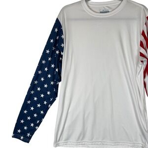 Columbia PFG Men's M/M White Long Sleeve American Flag Performance Fishing Shirt